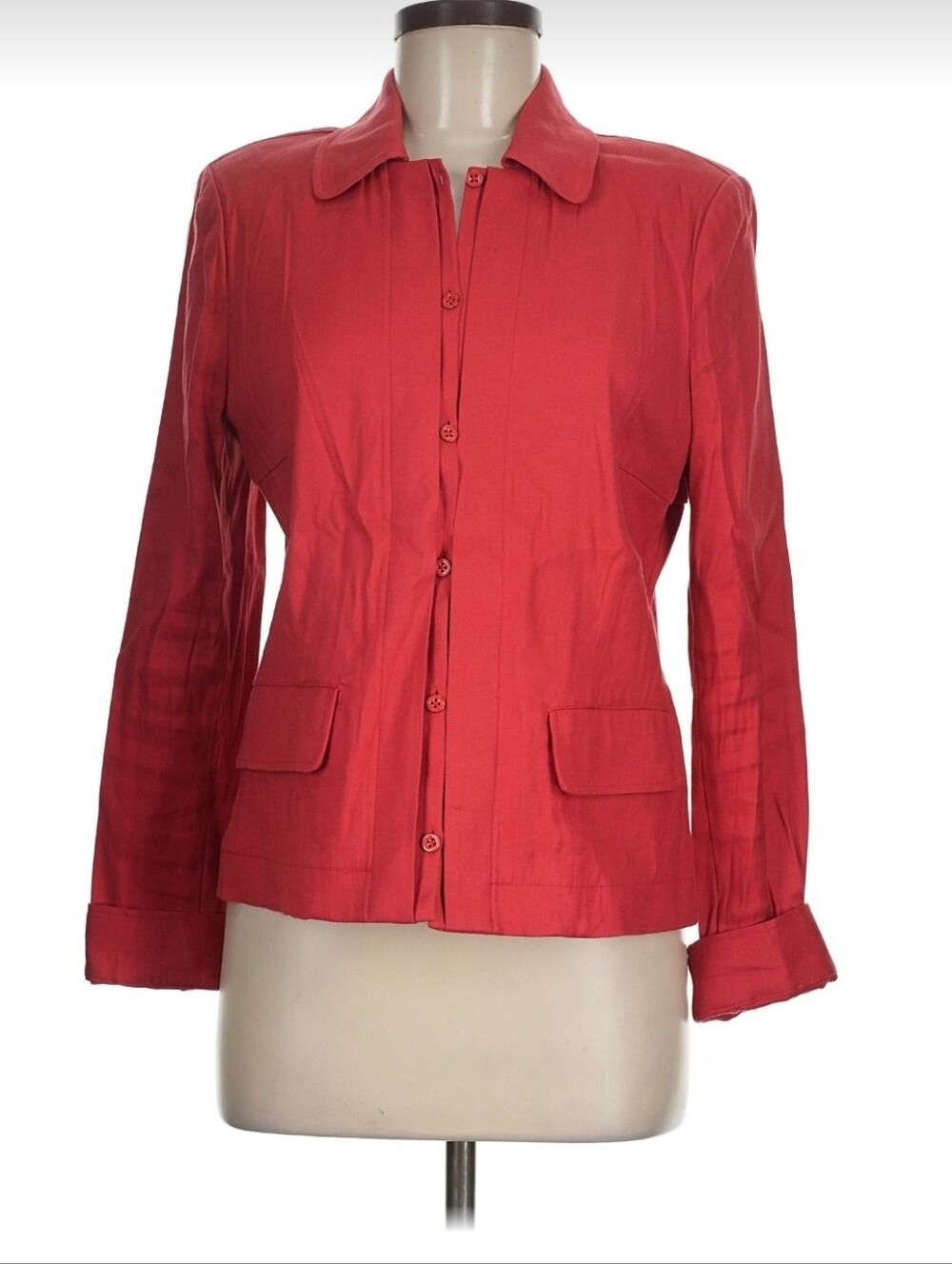 CAbi Red Button Up Front Blazer Jacket Medium